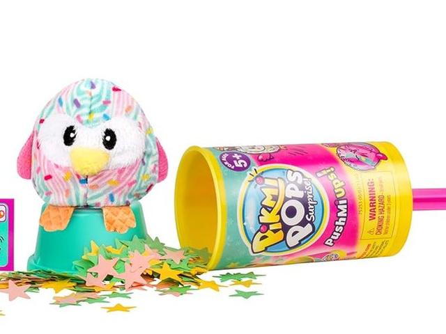 A Pikmi Pops PushMiUps tube with confetti spilling out